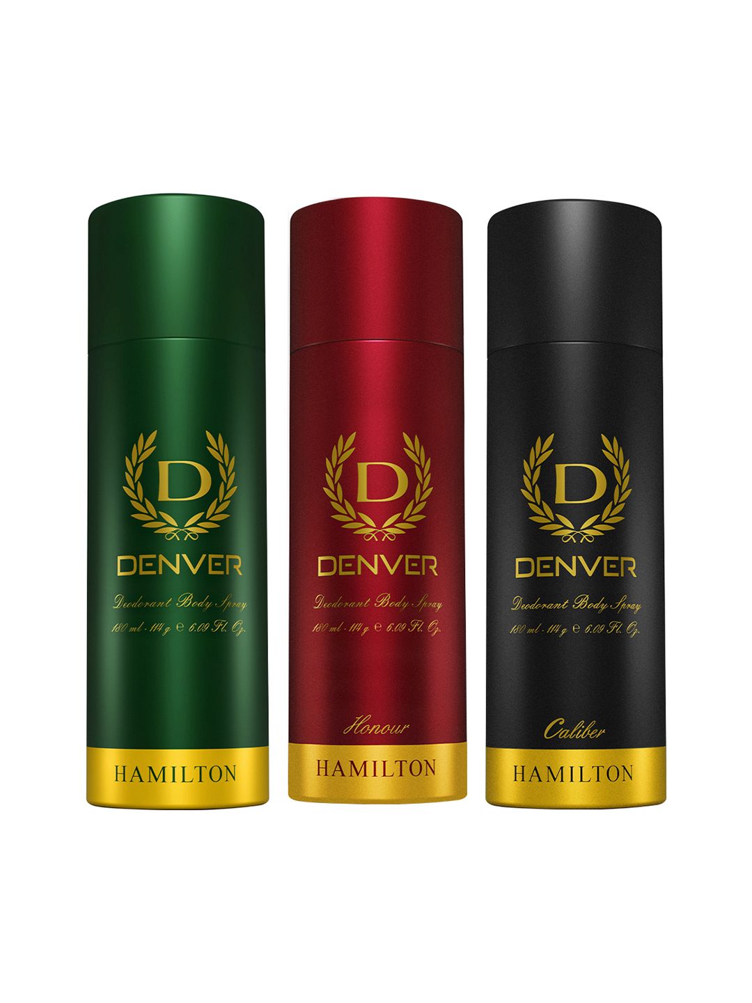 Denver Men Set Of 3 Deodorants- Hamilton Caliber + Hamilton + Hamilton Honour- 180ml Each
