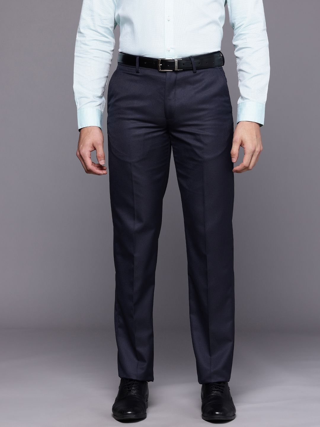 Louis Philippe Men Textured Formal Trousers