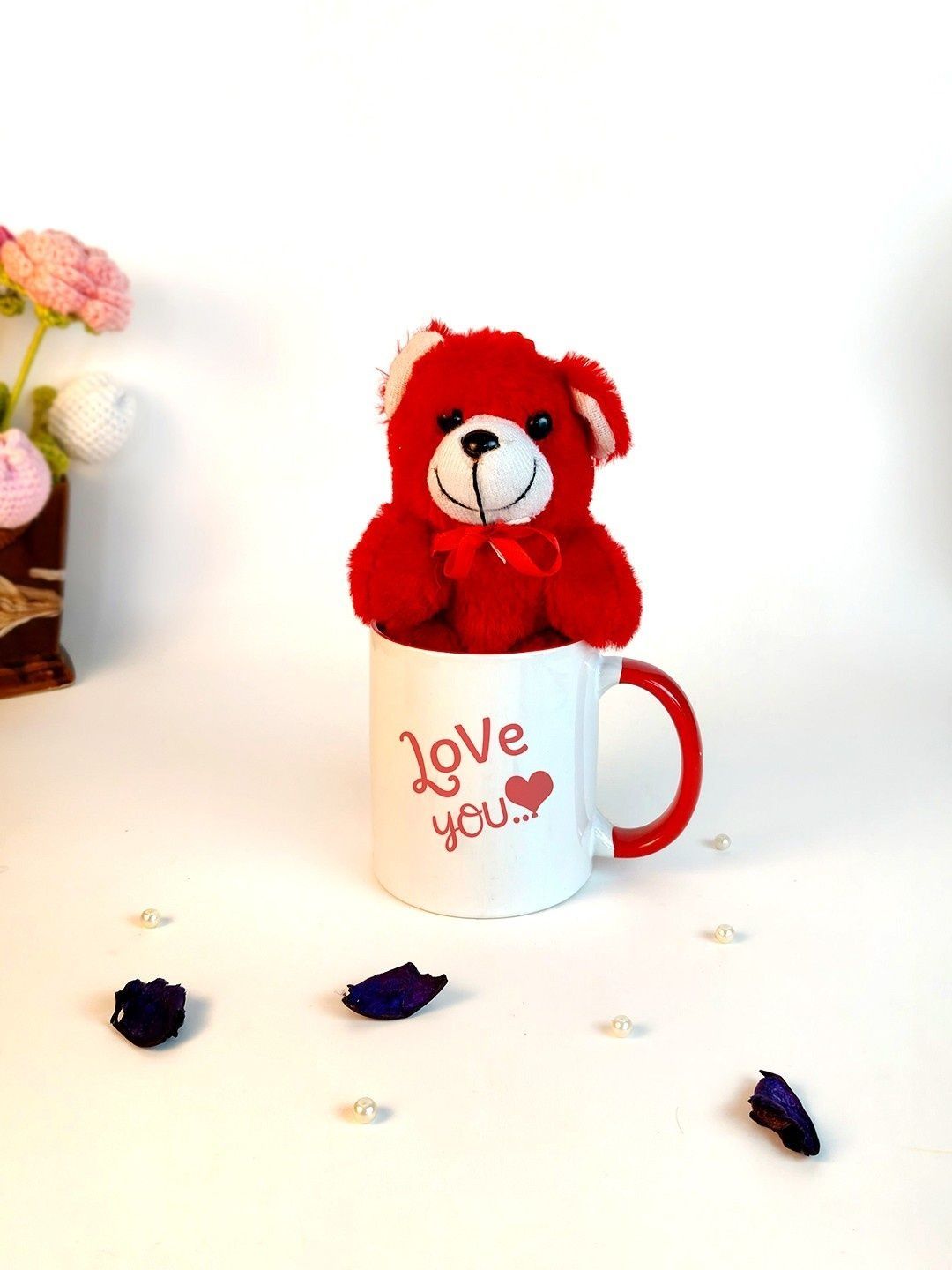Giftii Red Ceramic Love You Teddy Mug Valentine Home Gift Sets