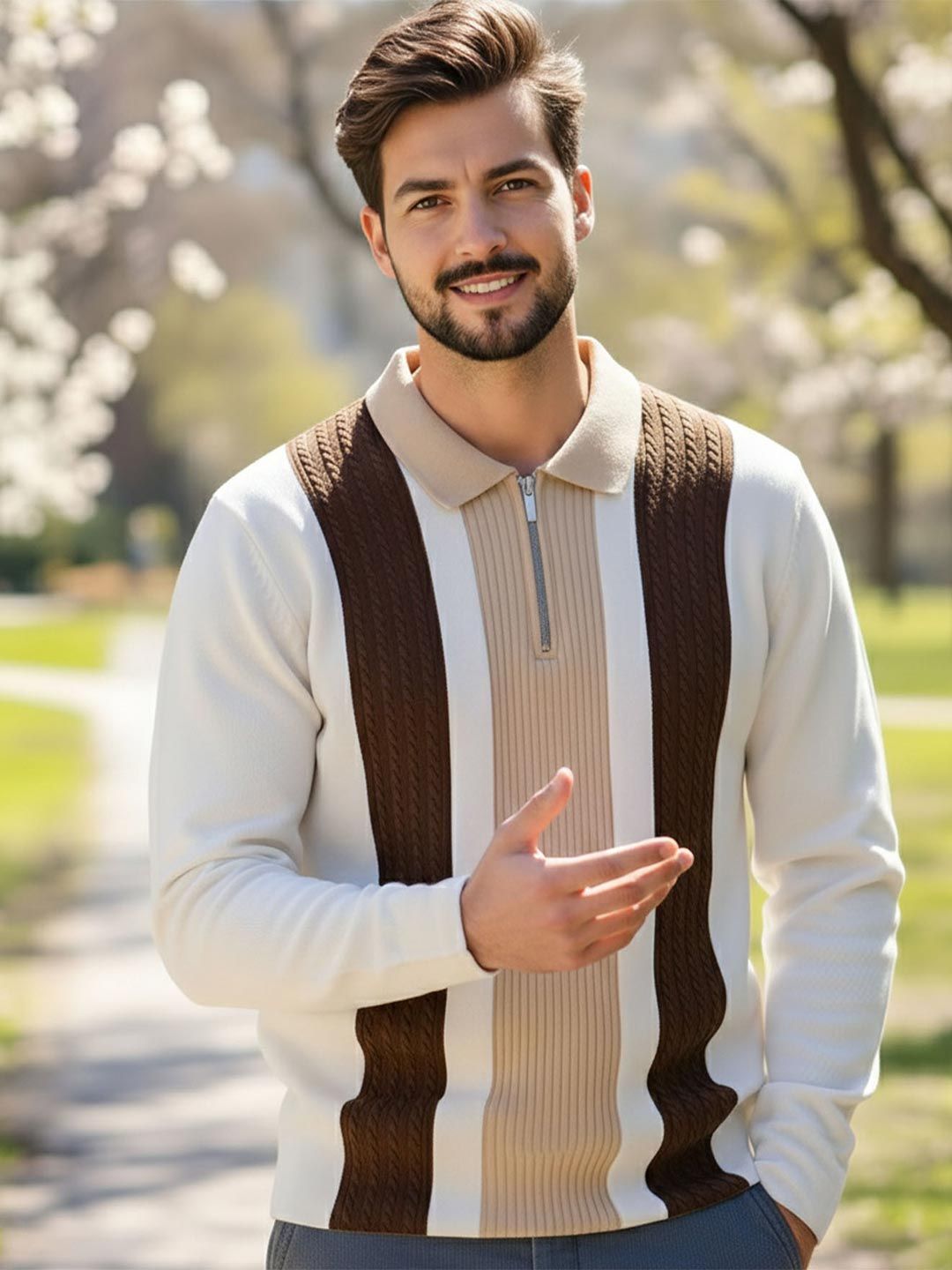THE BEETEL HOUSE Men Colourblocked Polo Collar T-shirt
