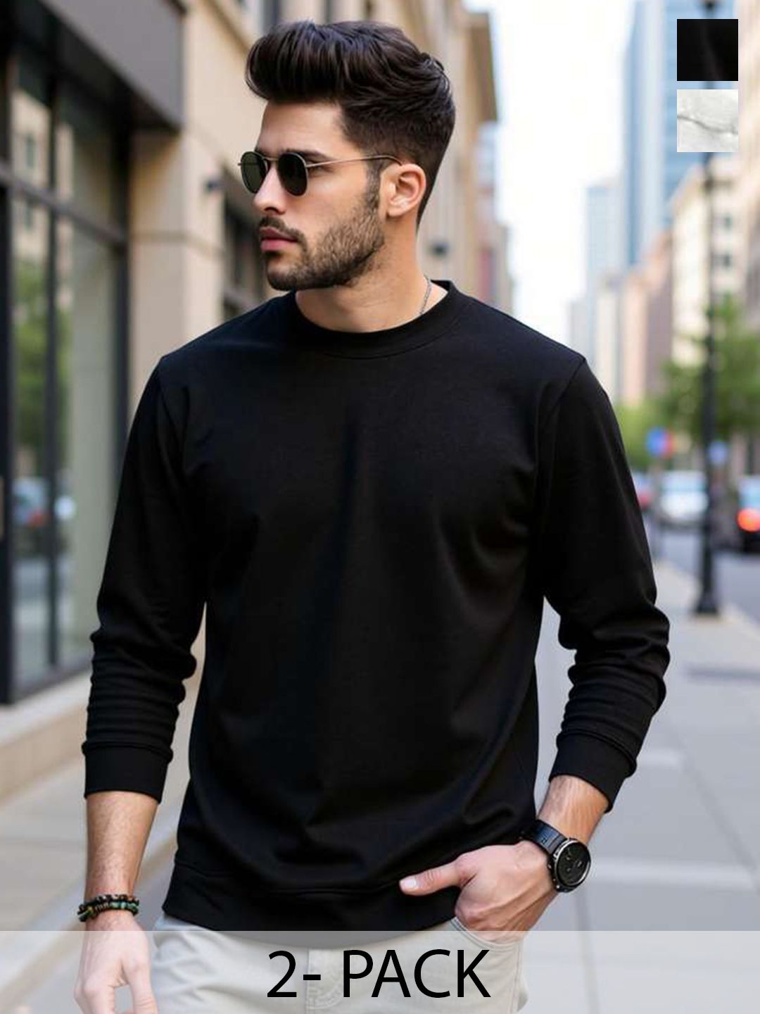 BLIVE Pack of 2 Men Solid Round Neck T-shirt combo
