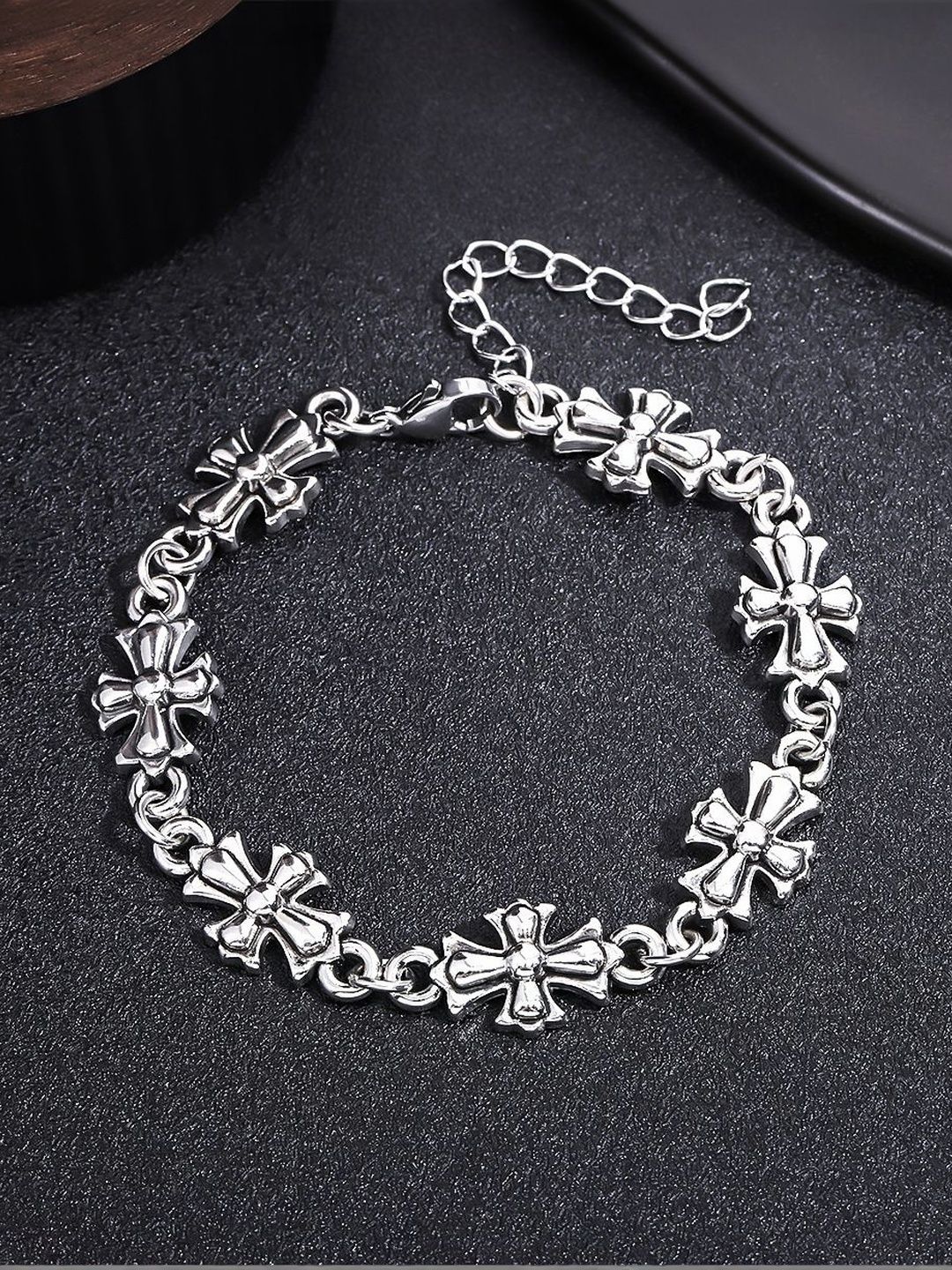 StyleCast x Revolte Men Antique Silver-Plated Link Bracelet