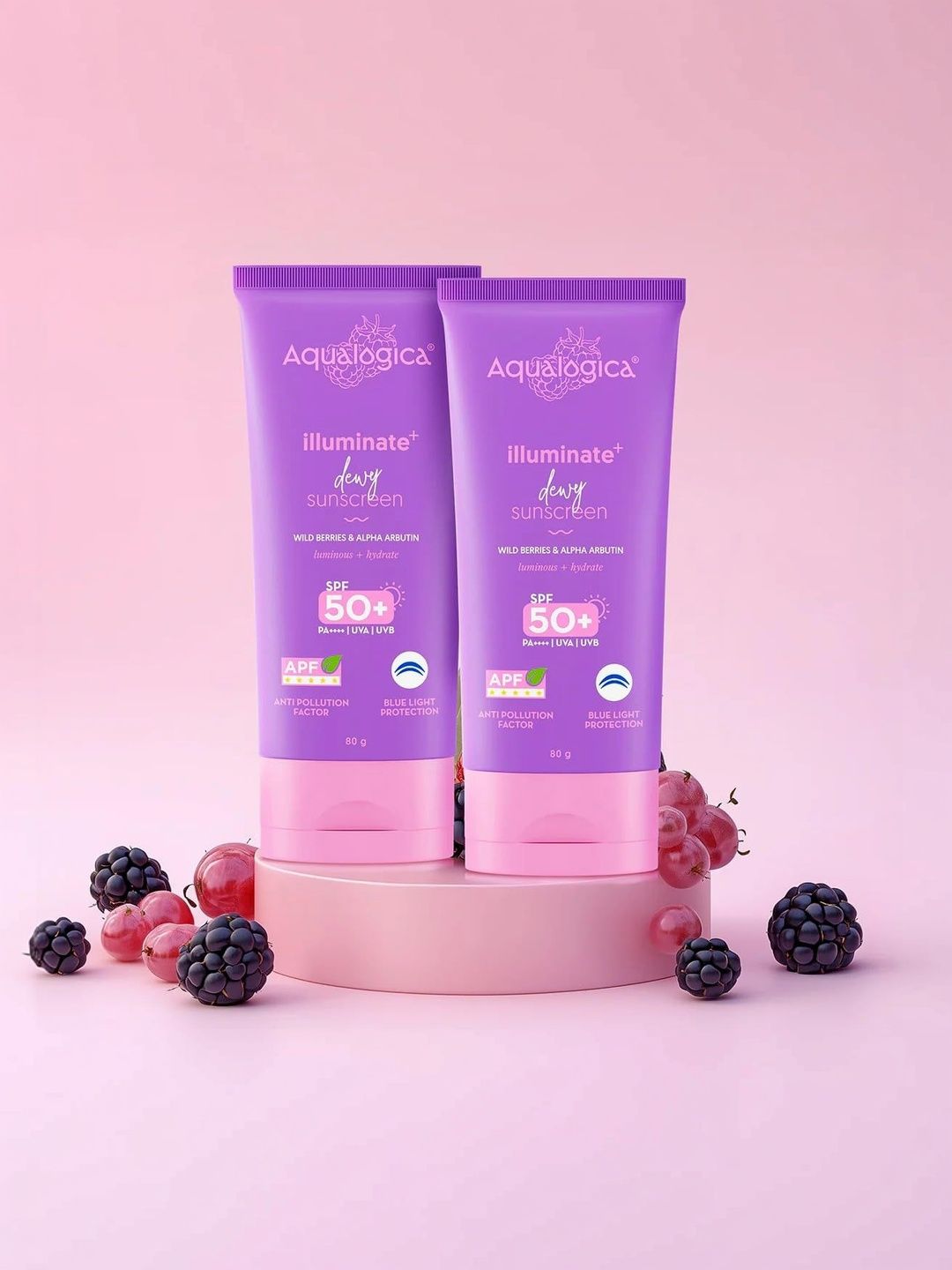 Aqualogica Aqualogica Set Of 2 Illuminate Dewy Sunscreen SPF 50+ PA++++ - 80 g Each