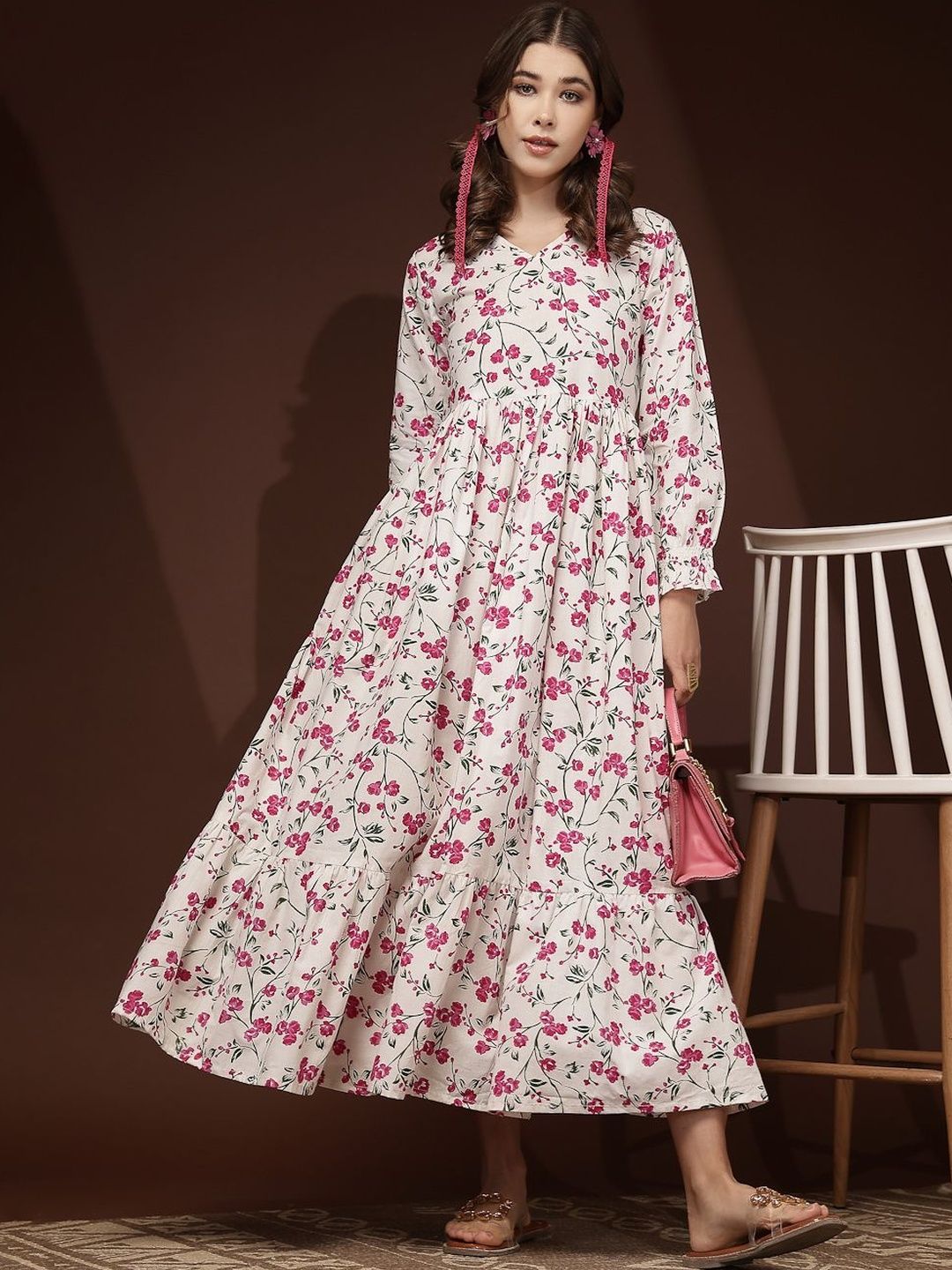 DAEVISH DAEVISH Floral Print A-Line Midi Dress