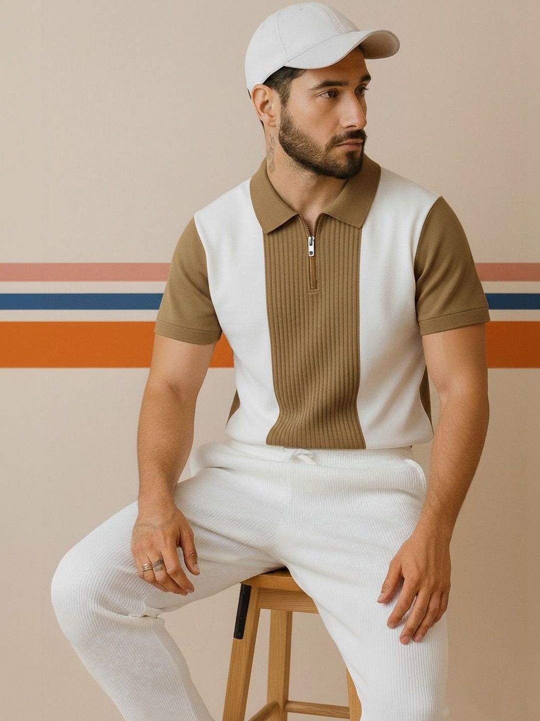 Mobox Men Colourblocked Polo Collar T-shirt
