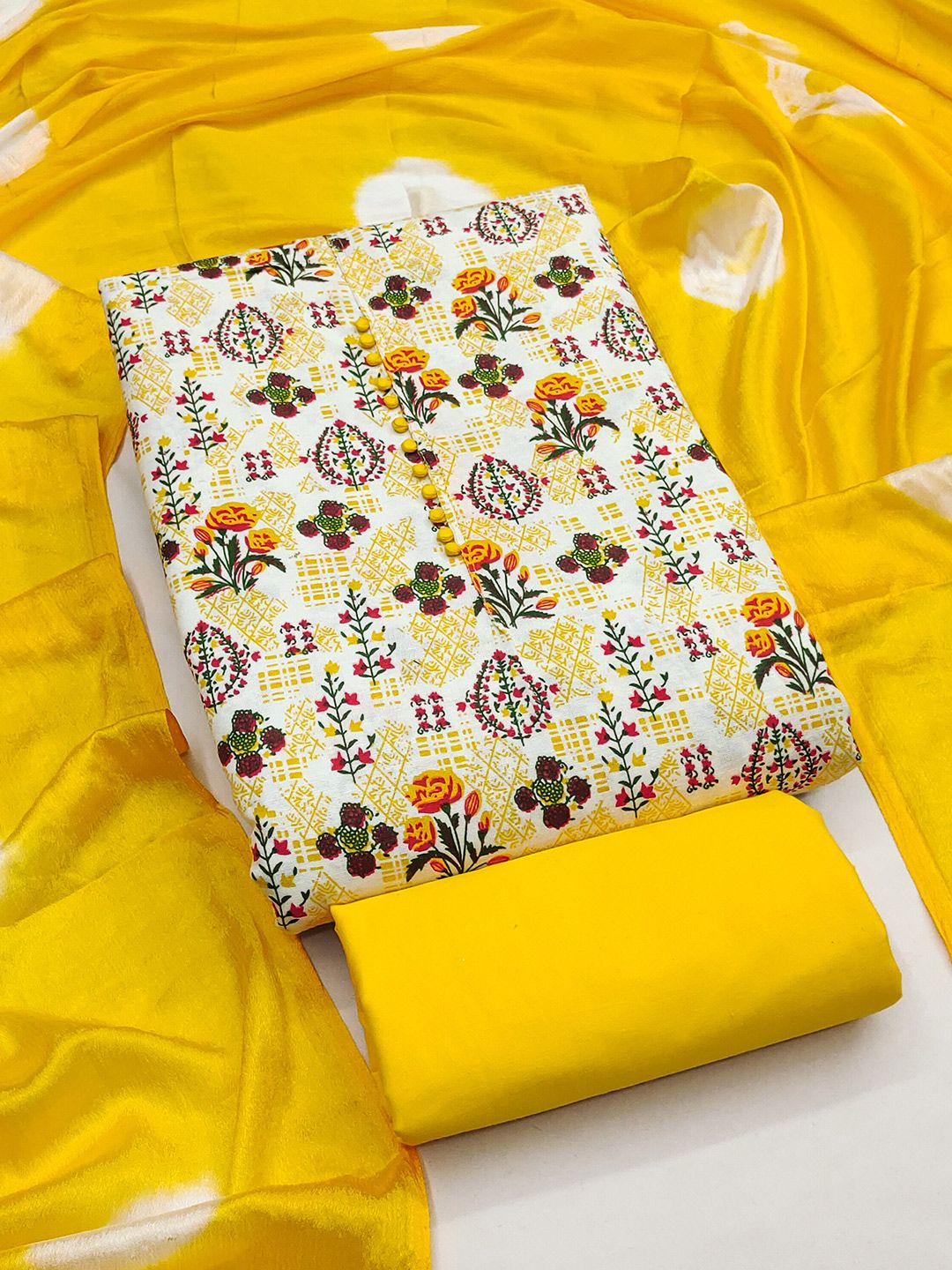 HERE&NOW Printed Pure Cotton Unstitched Dress Material