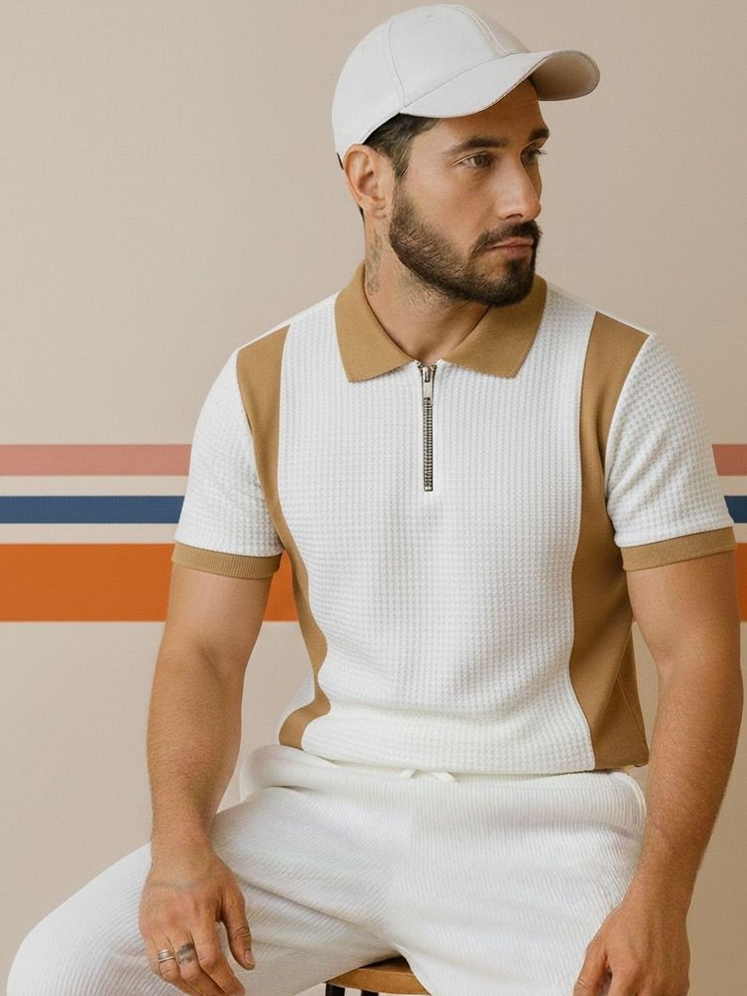 Mobox Men Colourblocked Polo Collar T-shirt