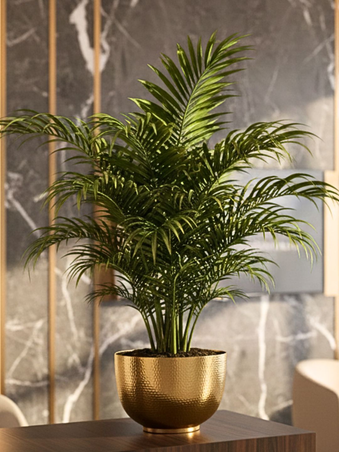 BEHOMA Gold Toned Textured Glossy Finish Planter