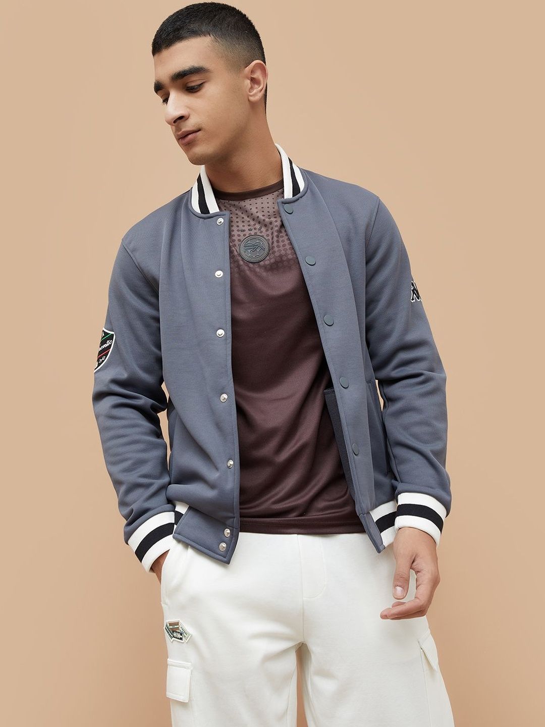 Kappa Men Brand Logo Varsity Jacket