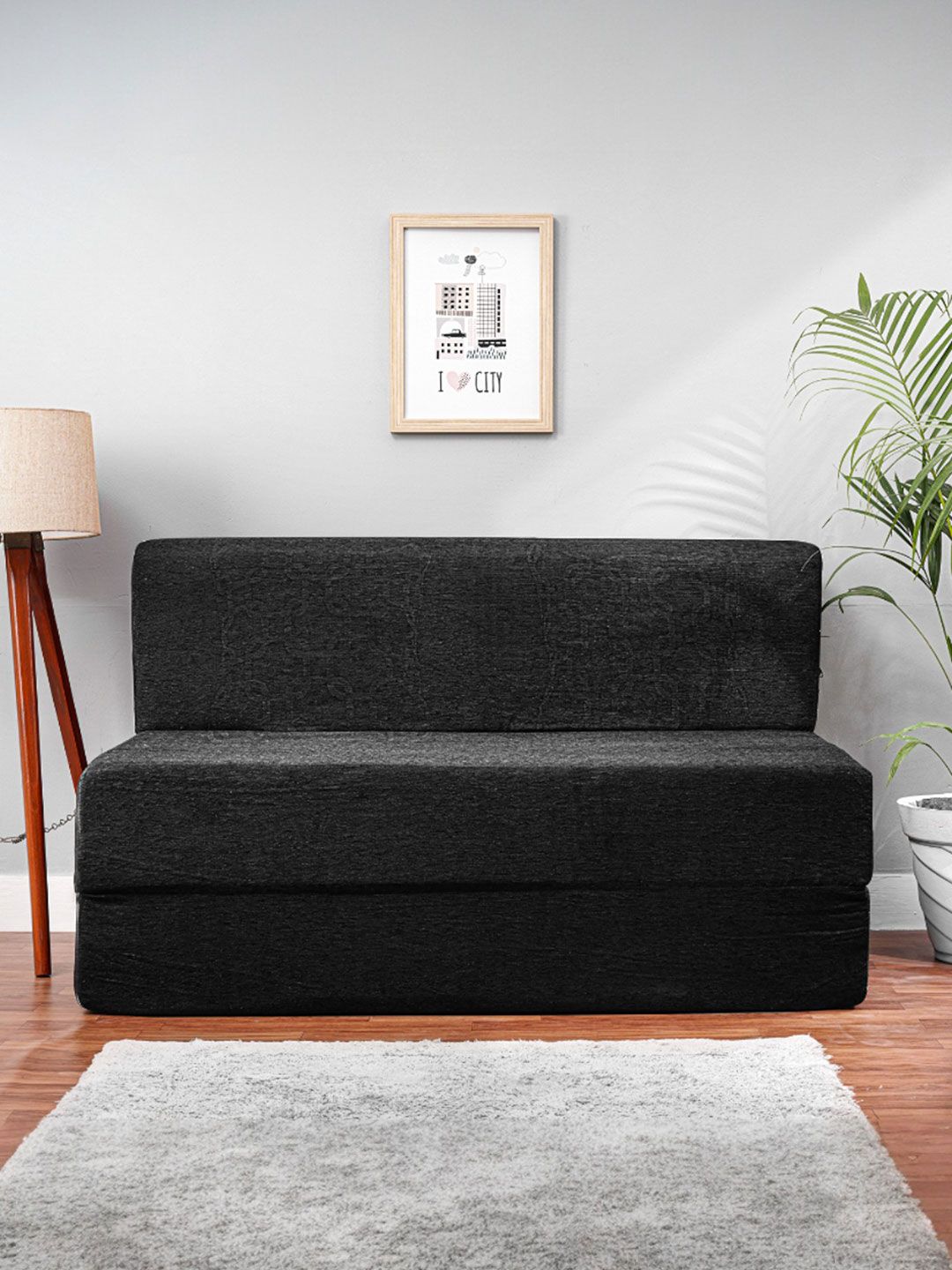Solis Primus Comfort for all Solis Primus Comfortable Two Seater Black 2 Seater Foam Fold Out Sofa-Bed