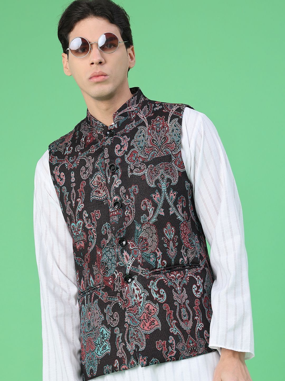 V-Mart Printed Woven Nehru Jackets