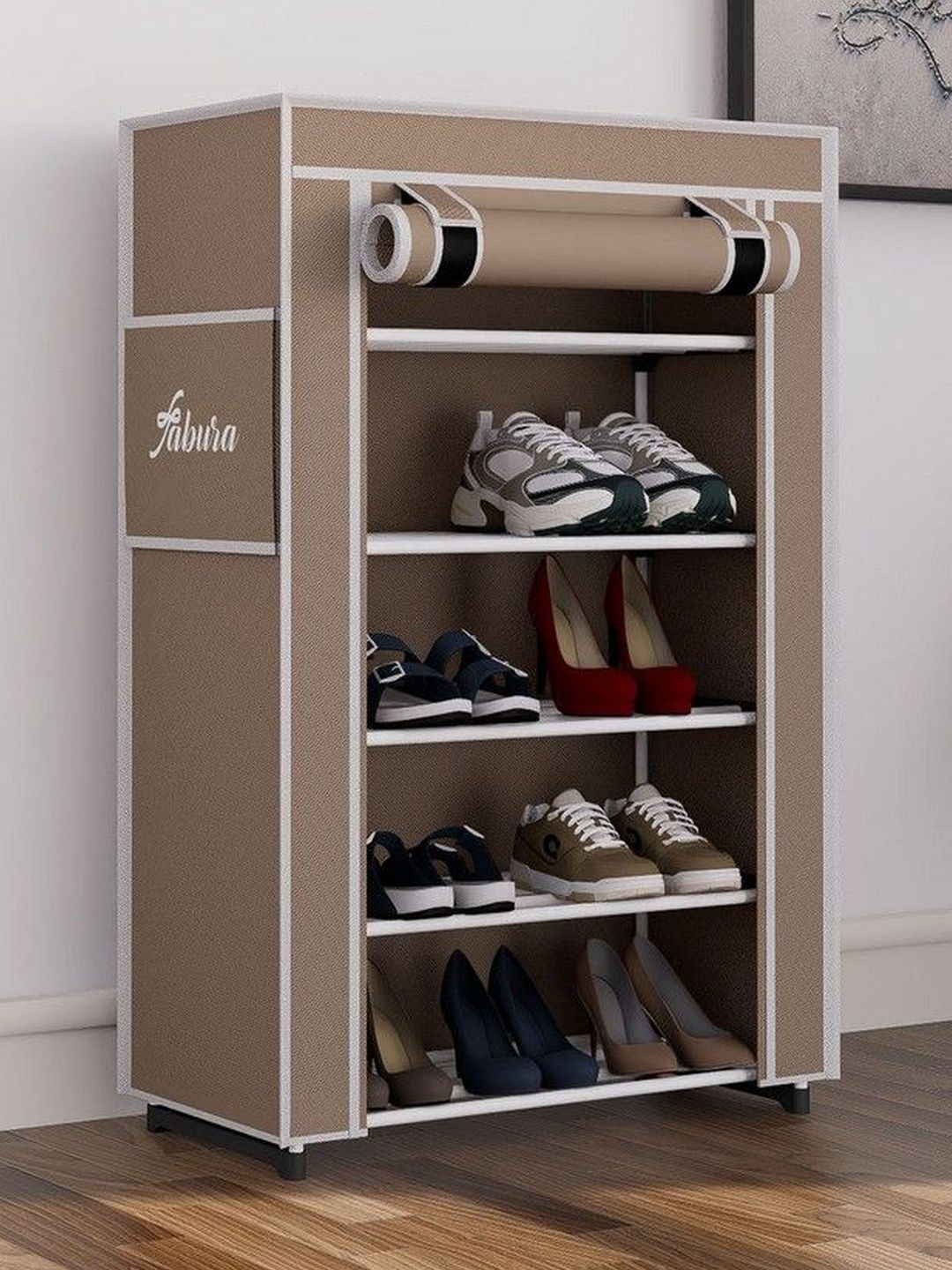Fabura Beige & White 5-Layers Water Resistance Shoe Rack
