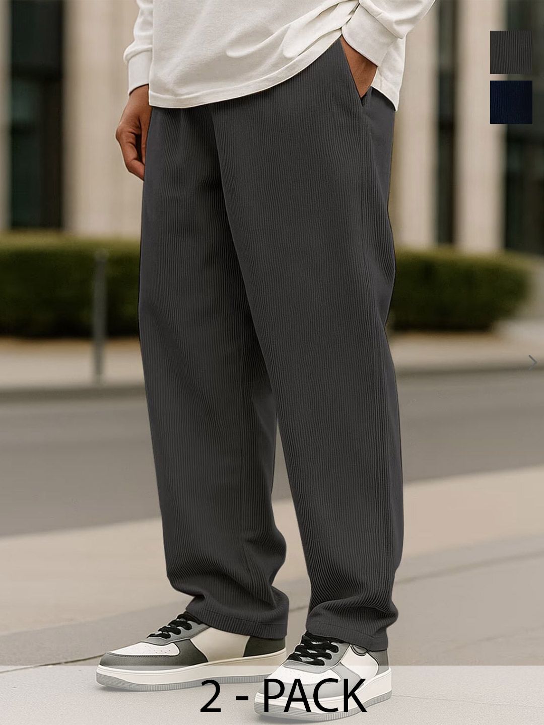 Buy SZN Men Pack Of 2 Solid Textured Lounge Pants Casual Comfort