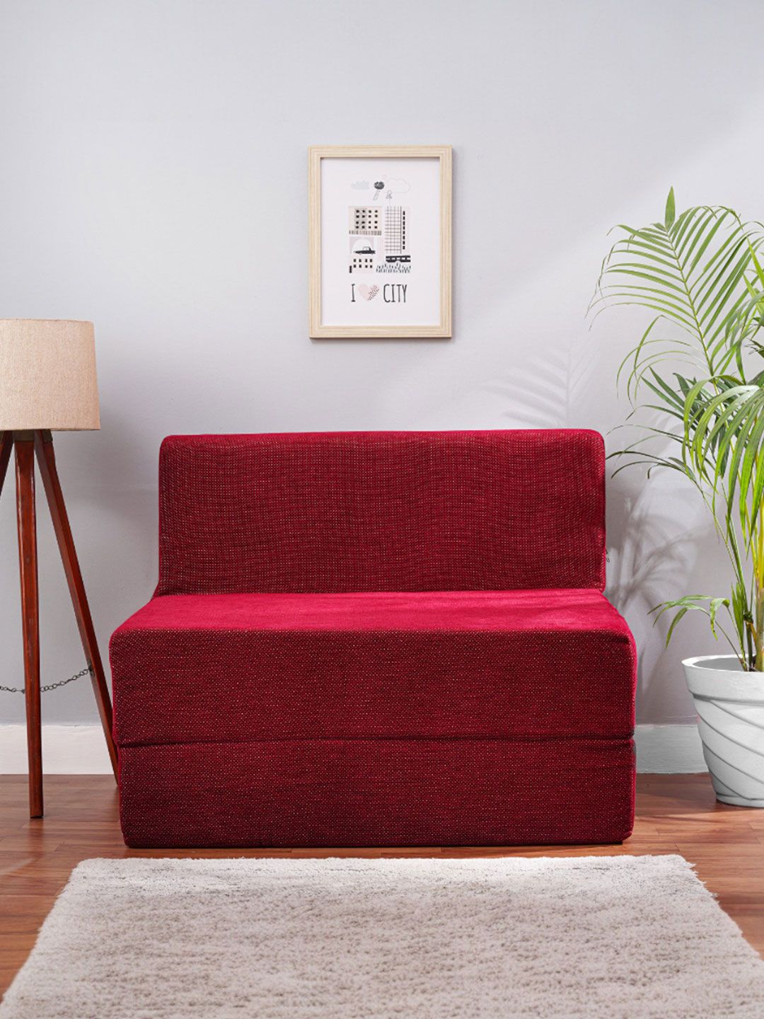 Solis Primus Comfort for all Solis Primus Comfort One seater for all Maroon Foam Fold Out Sofa-Bed