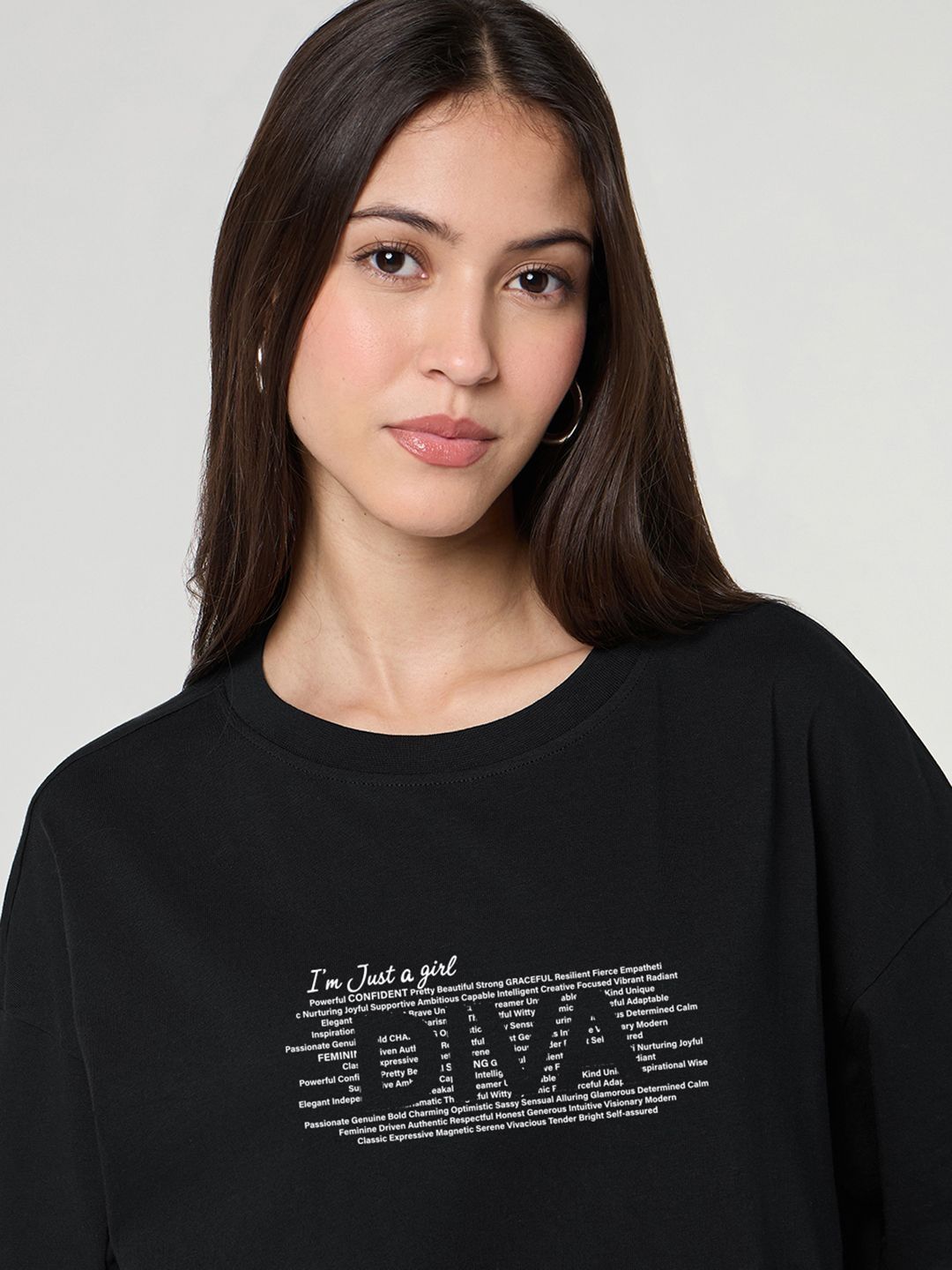 Buy Bewakoof Women Black Diva Typography Oversized T-shirt
