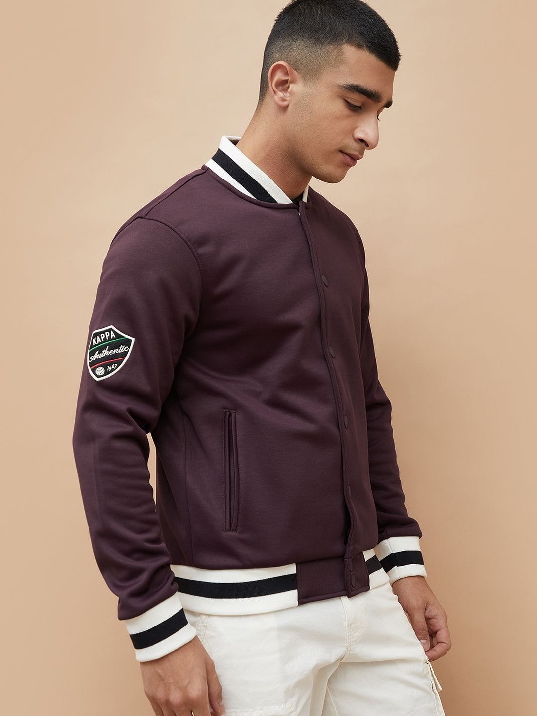 Kappa Men Brand Logo Colourblocked Bomber with Embroidered Jacket