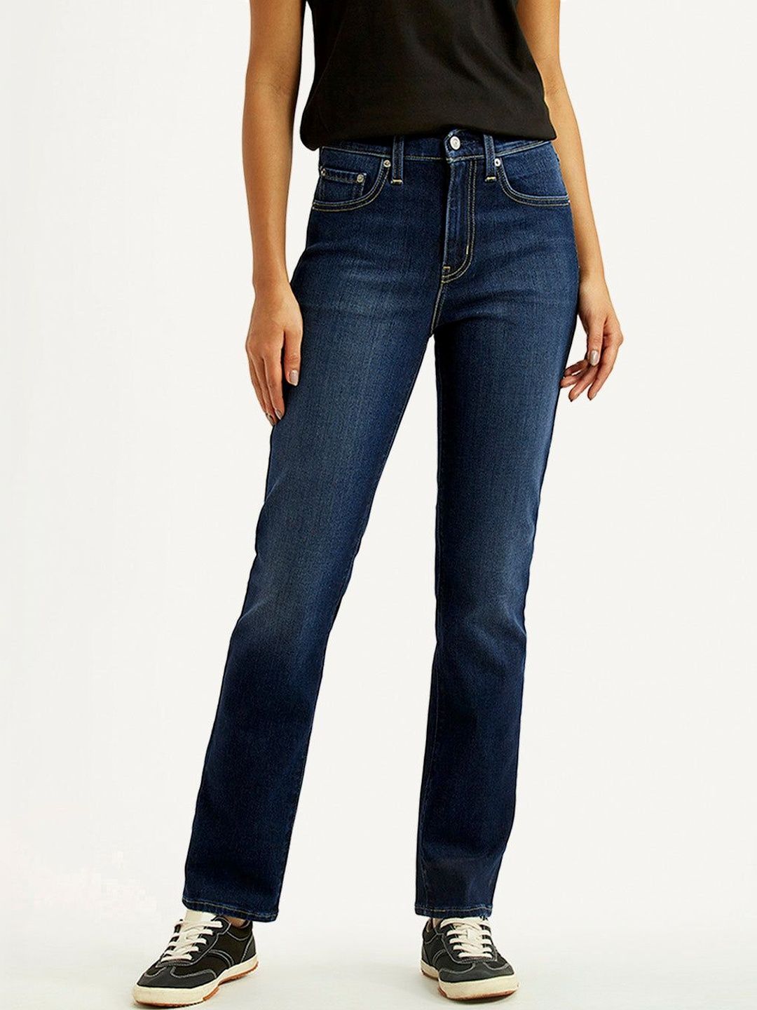 Mid Rise Straight Fit Navy Jeans