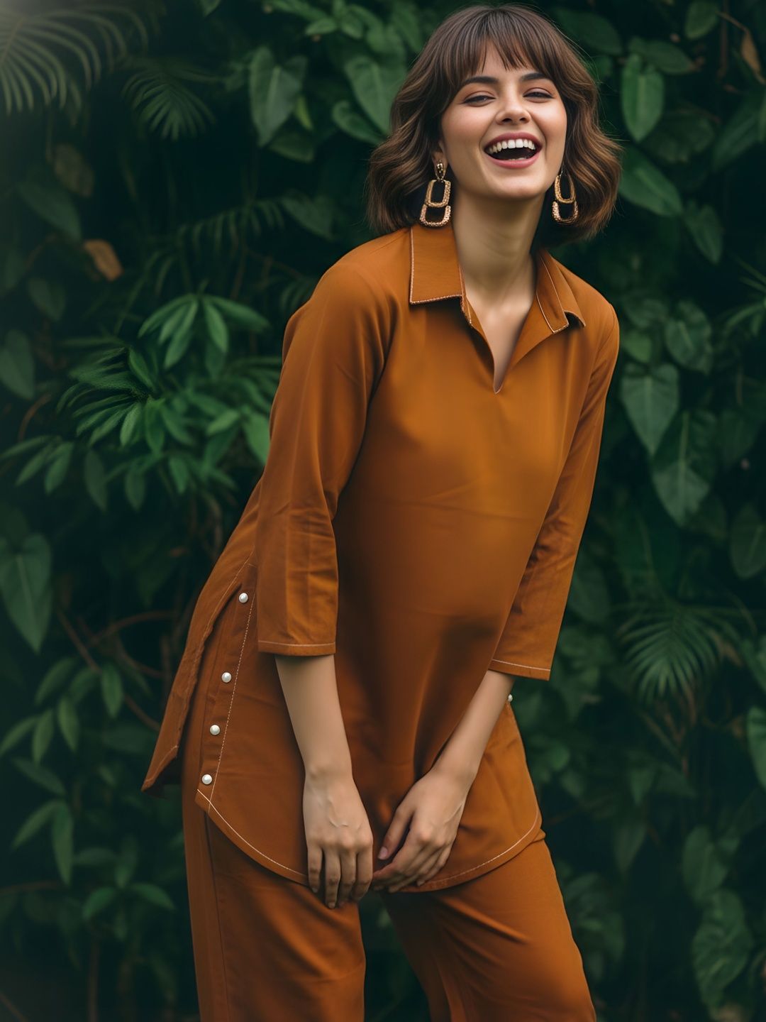 Dora Dori Shirt Collar Tunic & Trousers Co-Ords