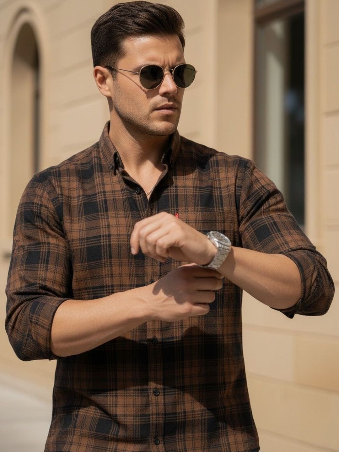 Pjyot by surhi Men Tartan Checks Checked Casual Shirt