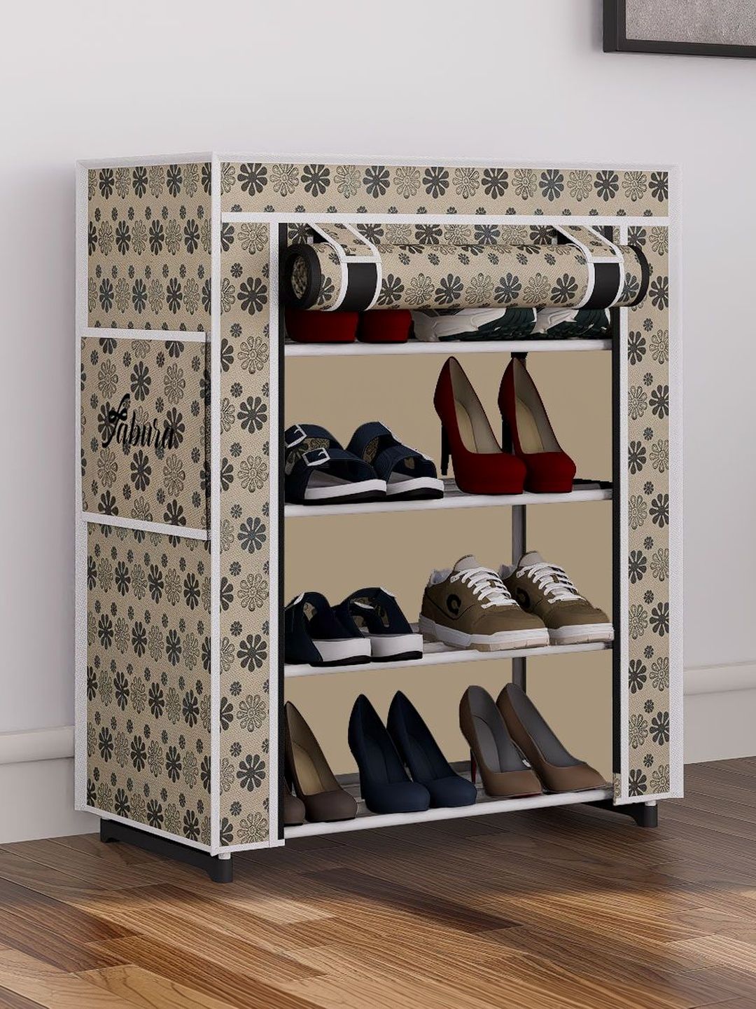 Fabura Beige & White 4-Layers Water Resistance Shoe Rack