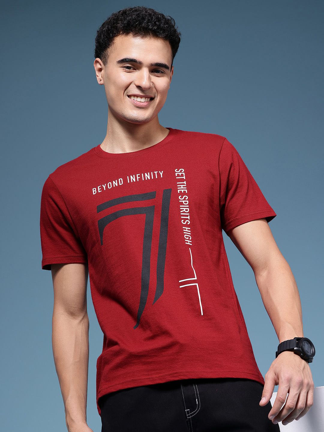 HERE&NOW Typography Printed Pure Cotton T-shirt