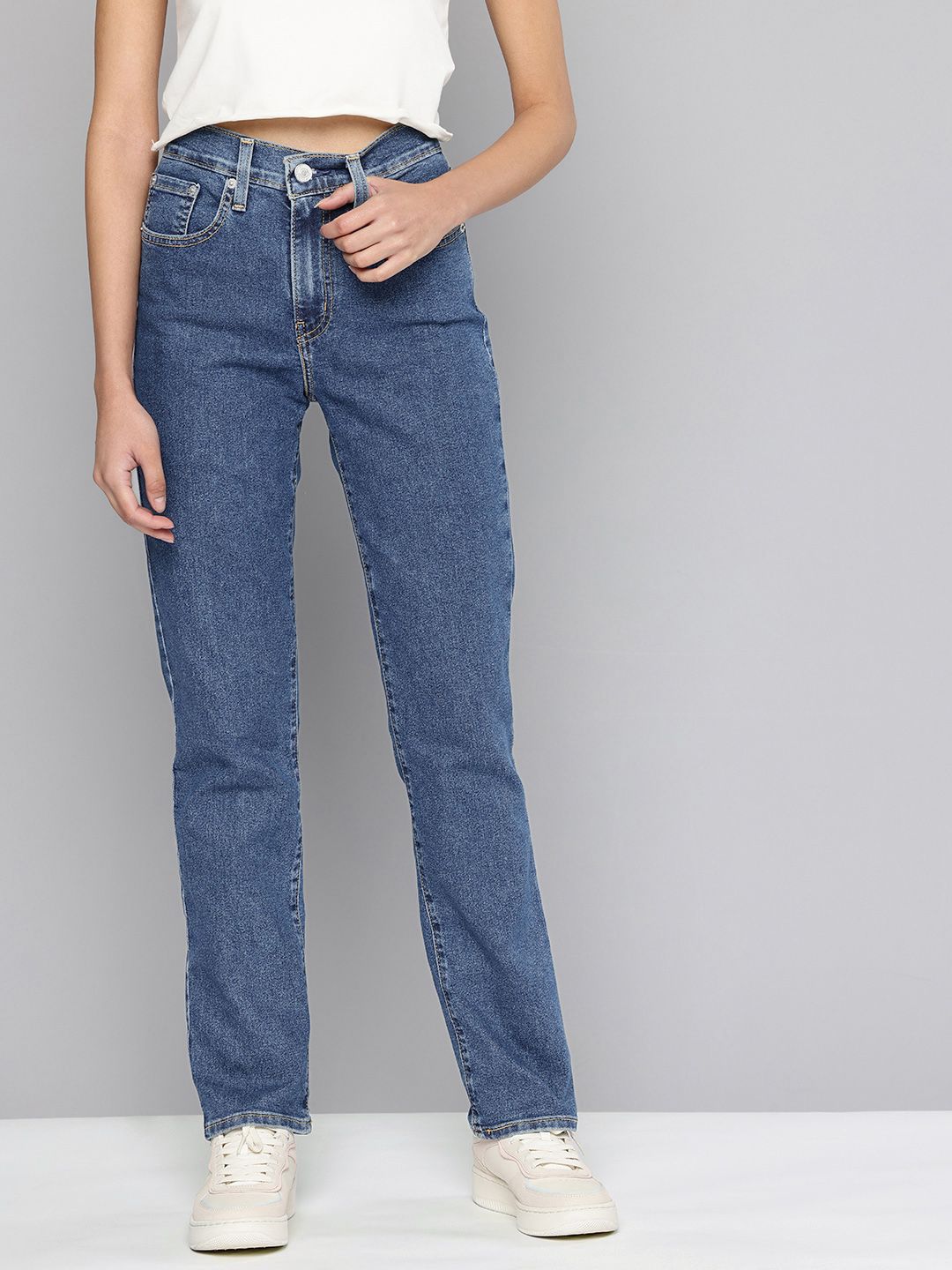724 Dark Blue Slim Straight Fit High Rise Jeans