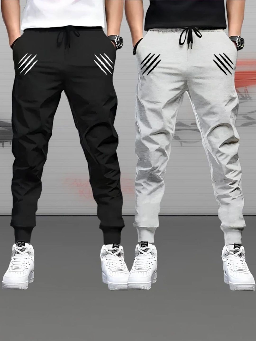 Riksaw Men Pack Of 2 Mid-Rise Track Pants