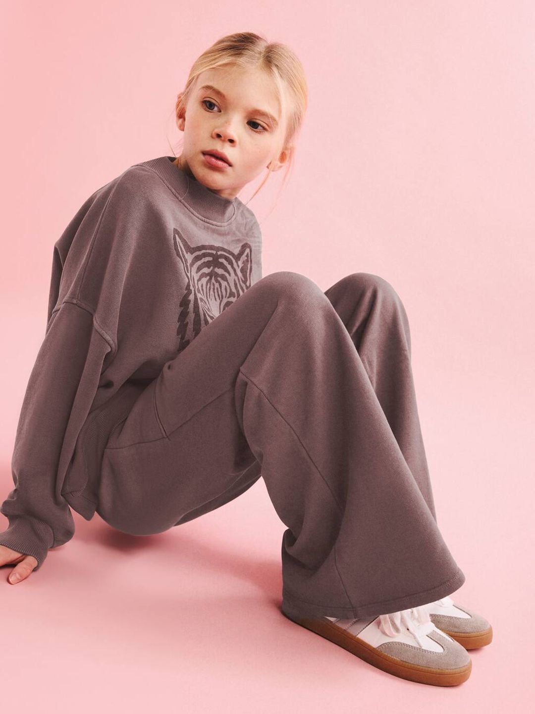 Mango Kids Girls Wide Leg Pure Cotton Trousers