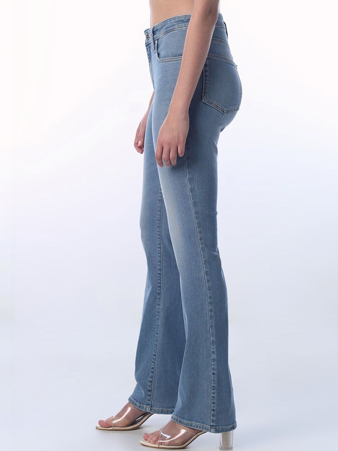 Women Flared High-Rise Jeans ONLY Women Flared High-Rise Light Fade Stretchable Jeans
