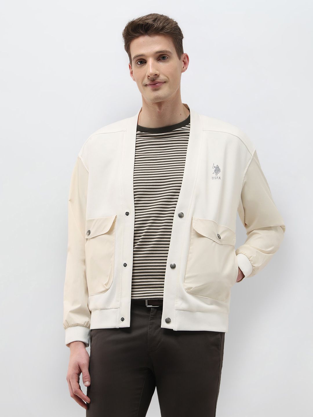 U.S. Polo Assn. Denim Co.Solid Regular Fit Snap Button Jacket