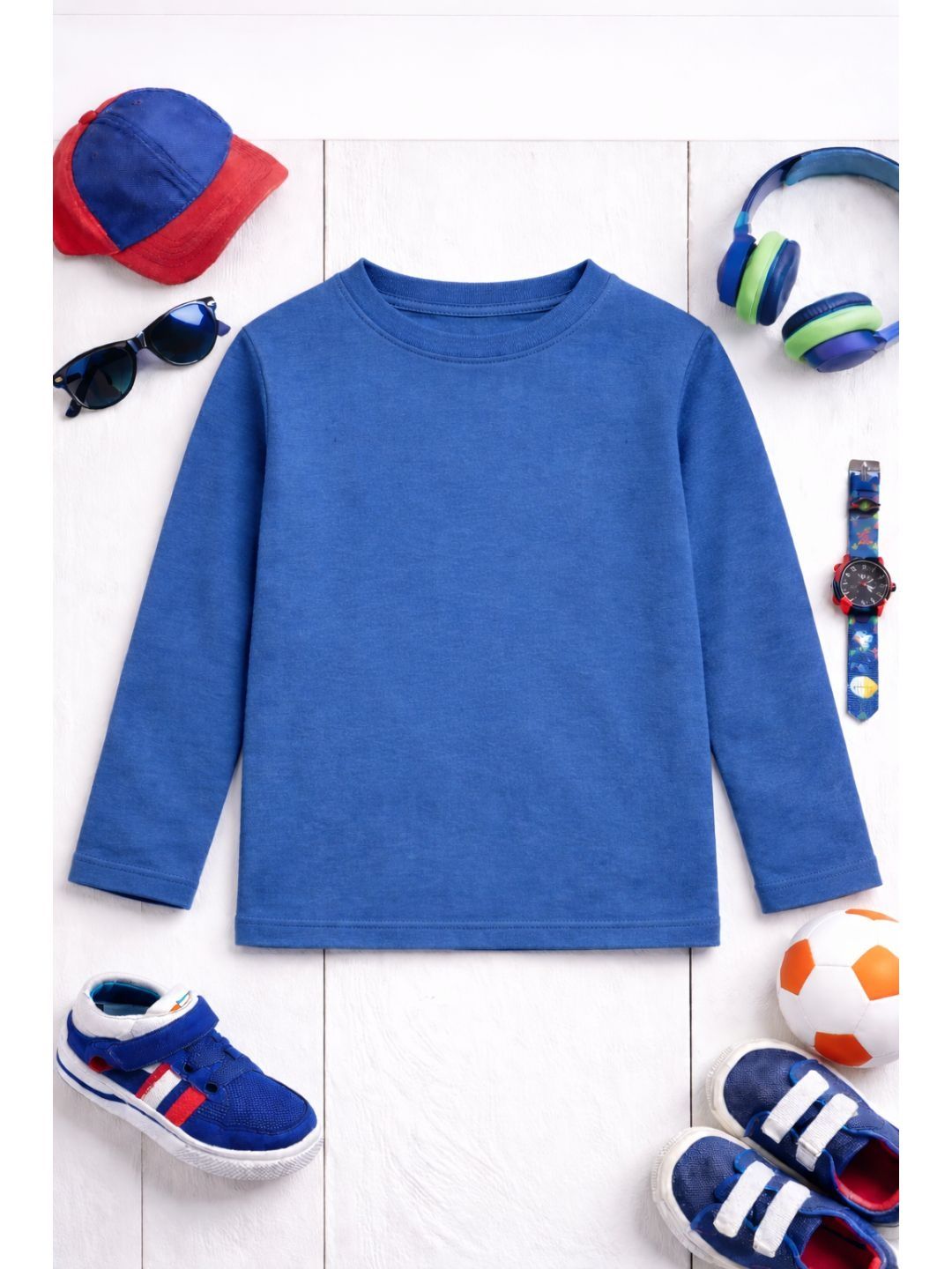 THEFITTHEORY Unisex Kids Full Sleeves Solid Round Neck T-shirt