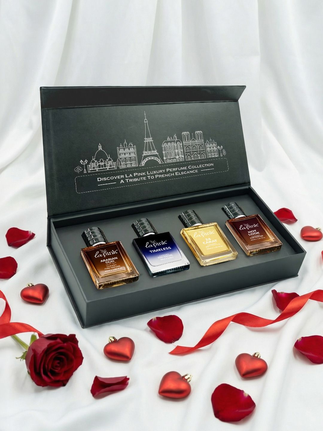 La Pink Set Of 4 Time Less & 24 Carat & Hot Look & Arabian Oud Eau De Parfum- 30 ml Each