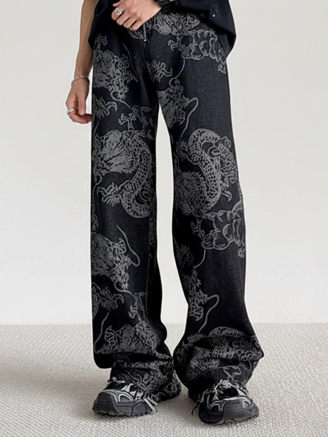 ANDREW HILL Men Wide Leg Mid-Rise Jeans