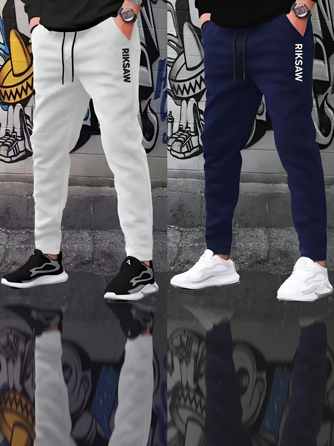 Riksaw Men Pack Of 2 Mid-Rise Track Pants