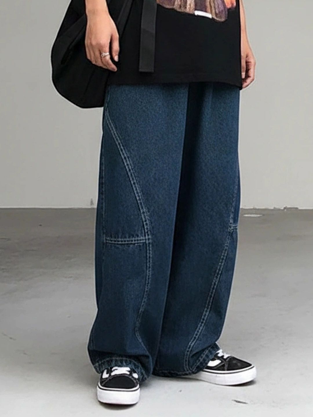 ANDREW HILL Men Wide Leg Mid-Rise Jeans