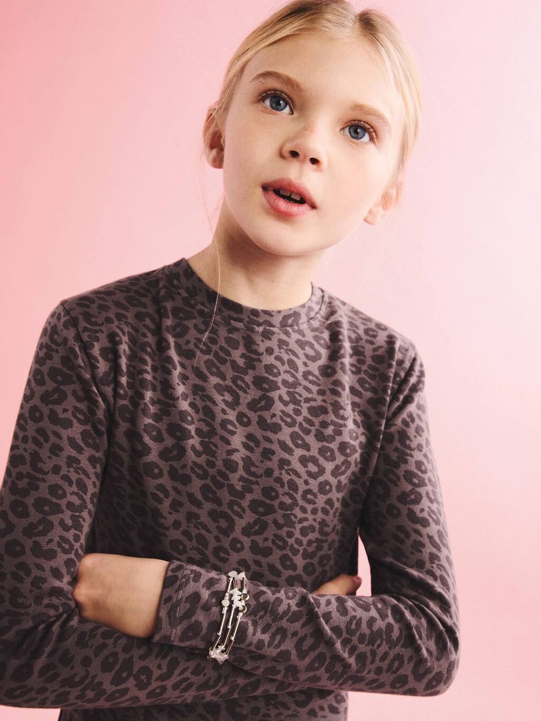 Mango Kids Girls Cheetah Skin Print T-shirt