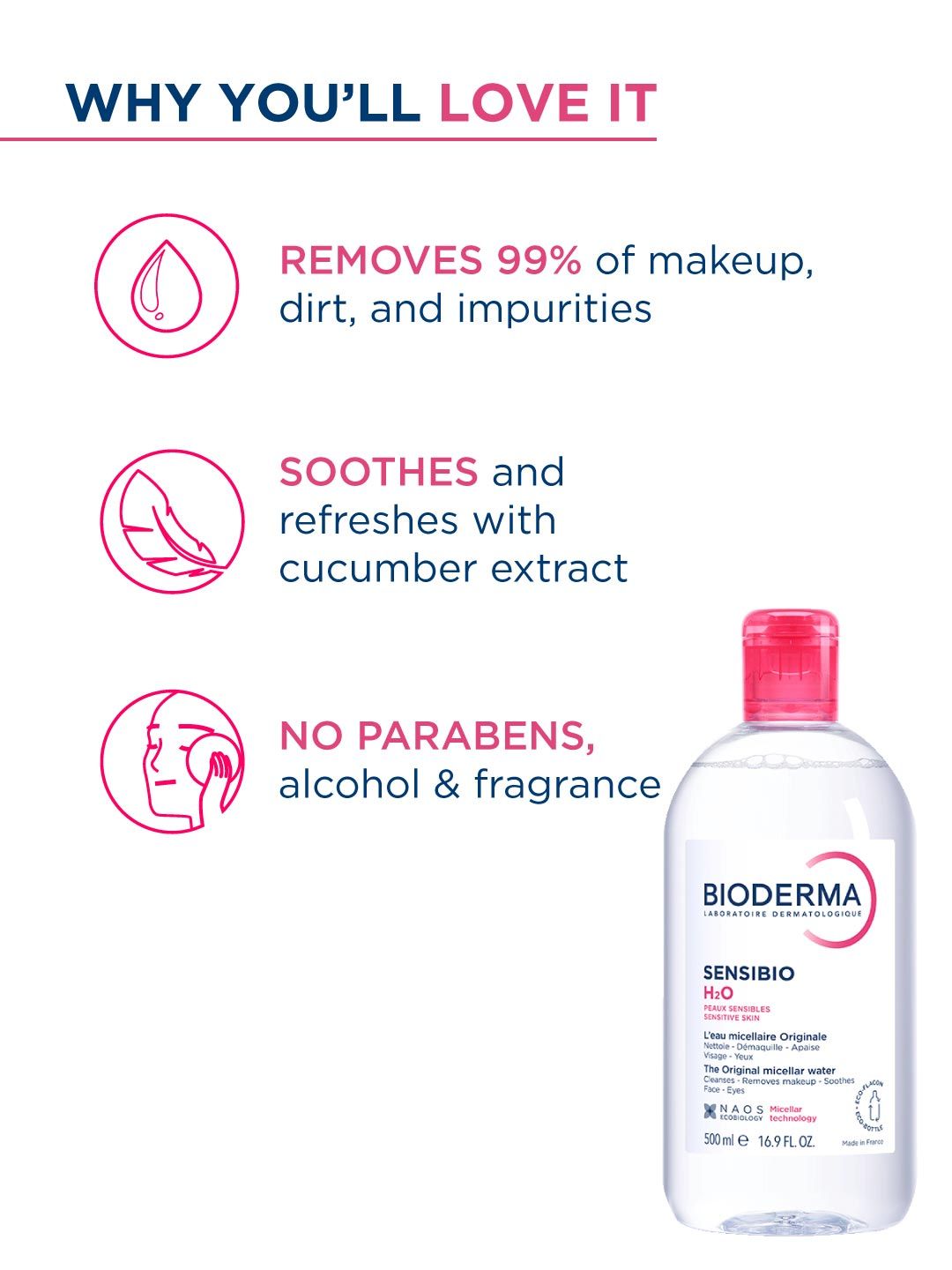 Buy BIODERMA Sensibio H2O - Makeup Remover & Cleanser 500 ml