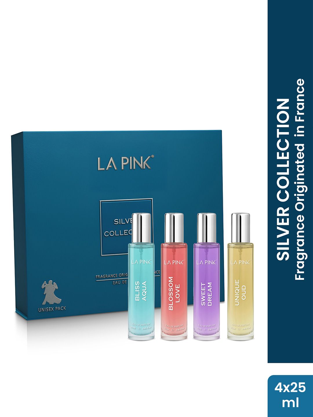 La Pink Set Of 4 Bliss Aqua Blossom Love Sweet Dream Unique Oud Eau De Parfum - 25ml Each