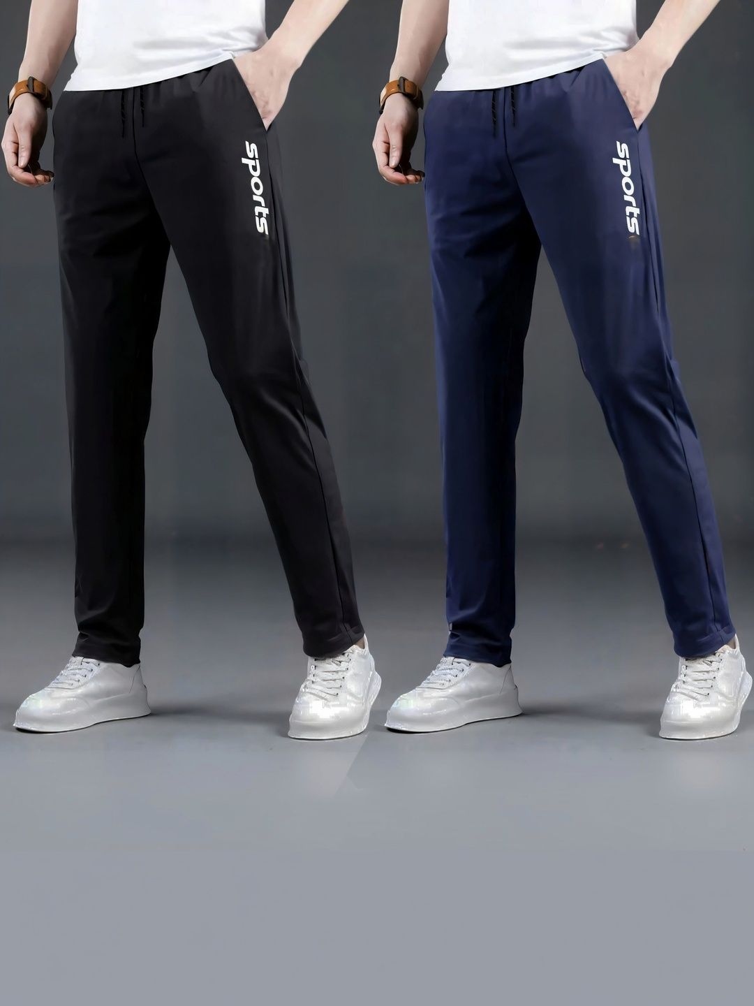 Riksaw Men Pack Of 2 Mid-Rise Track Pants