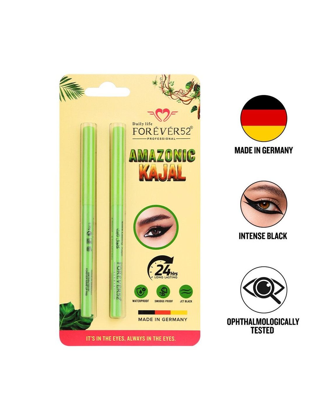 Daily Life Forever52 Daily Life Forever52 Set Of 2 Amazonic Long Lasting Matte Pencil Kajal- Black-0.35 g Each