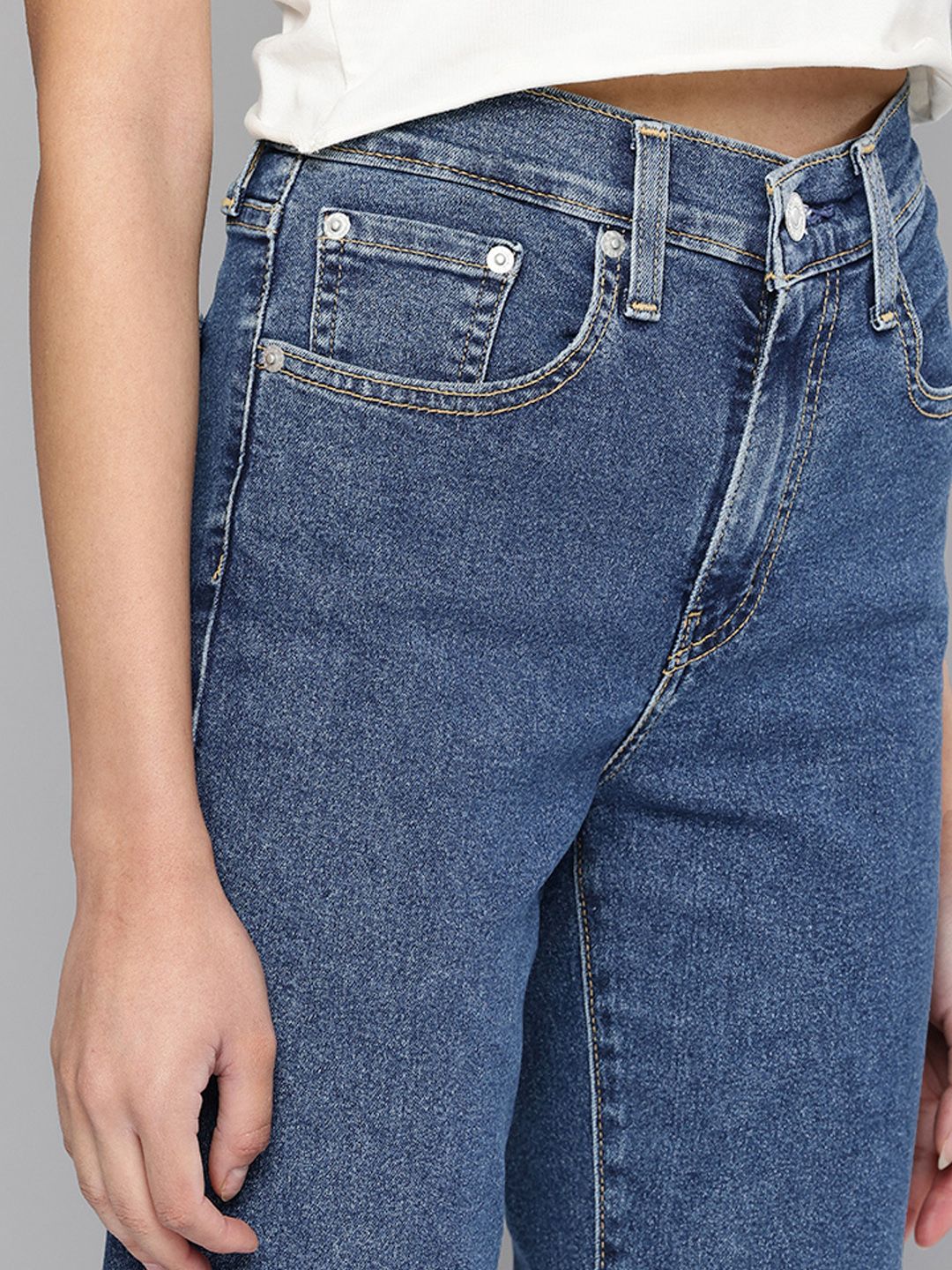 724 Dark Blue Slim Straight Fit High Rise Jeans