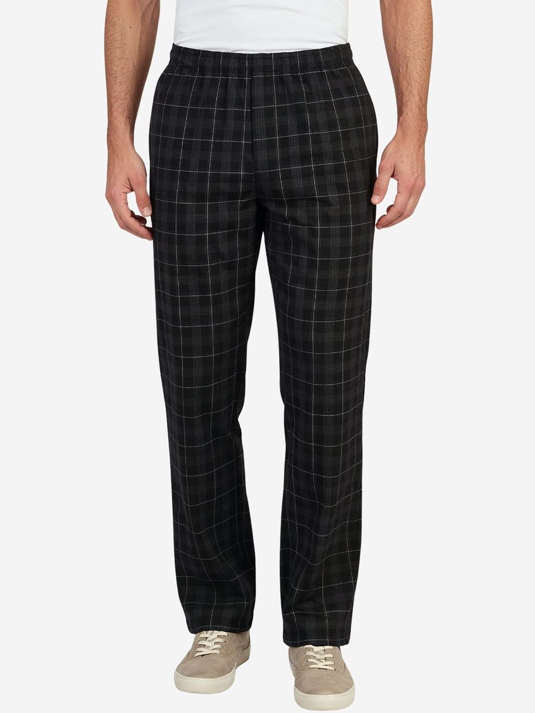 Bonjour Black & Grey Stripes Cotton Printed Pyjama