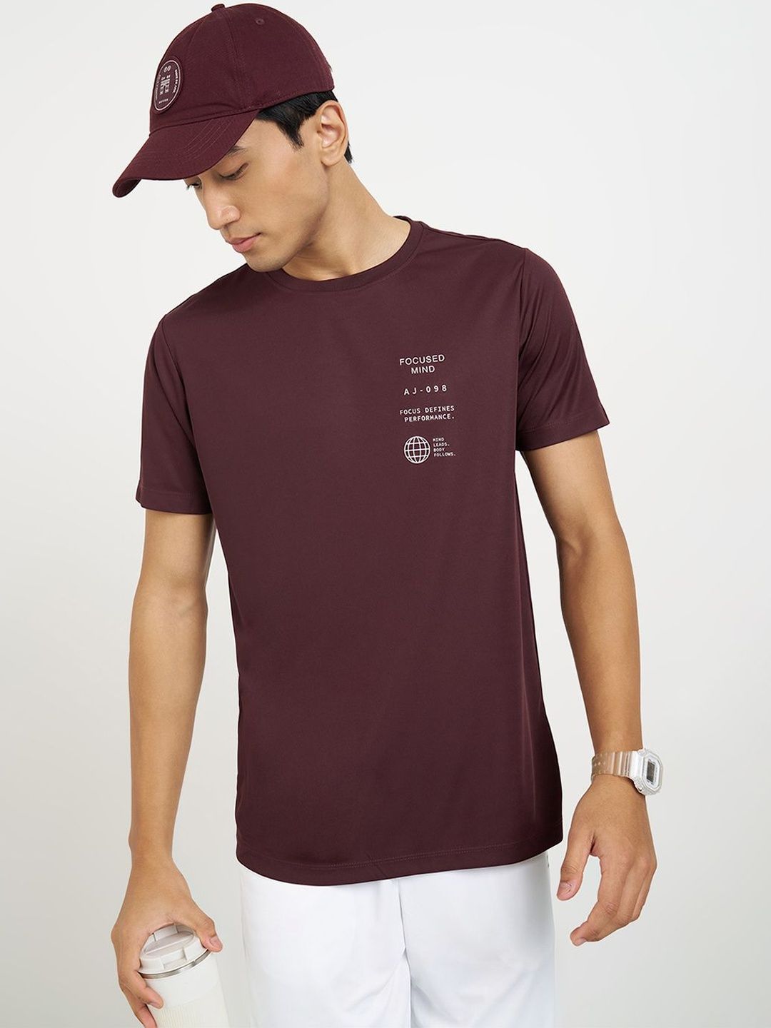 Ajile by Pantaloons Men Typography Printed Slim Fit T-shirt