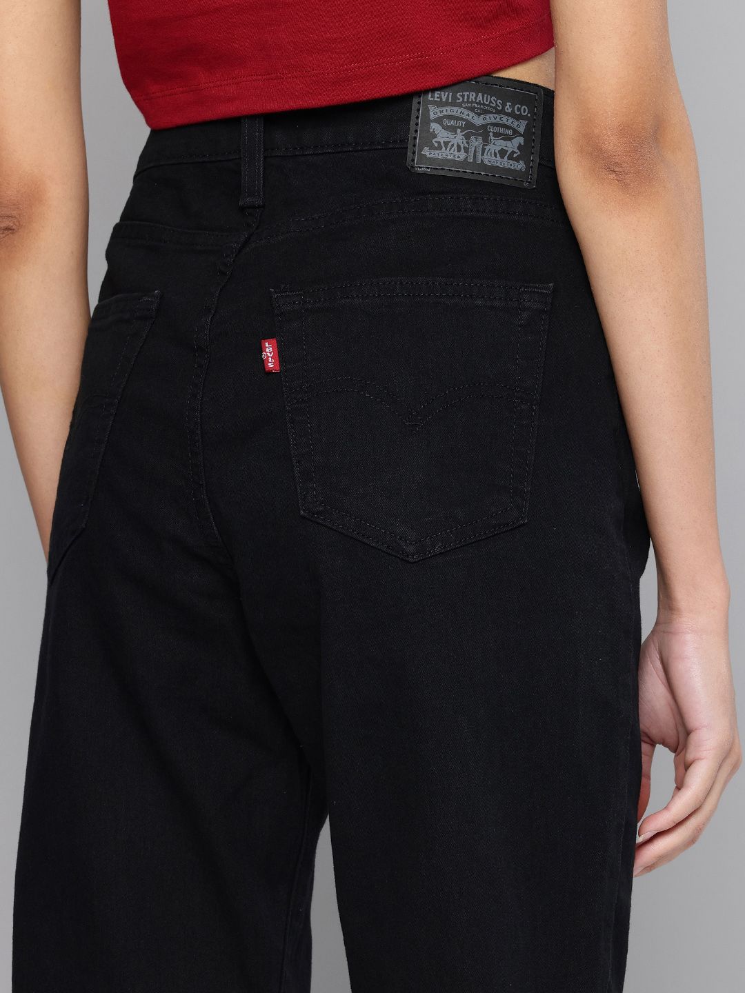 724 Black Slim Straight Fit High Rise Jeans