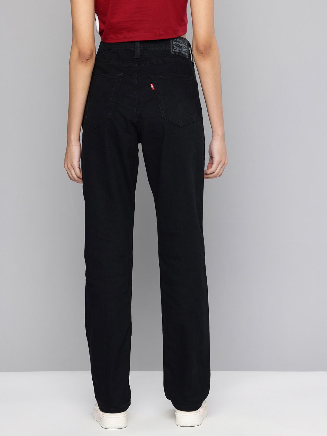 724 Black Slim Straight Fit High Rise Jeans