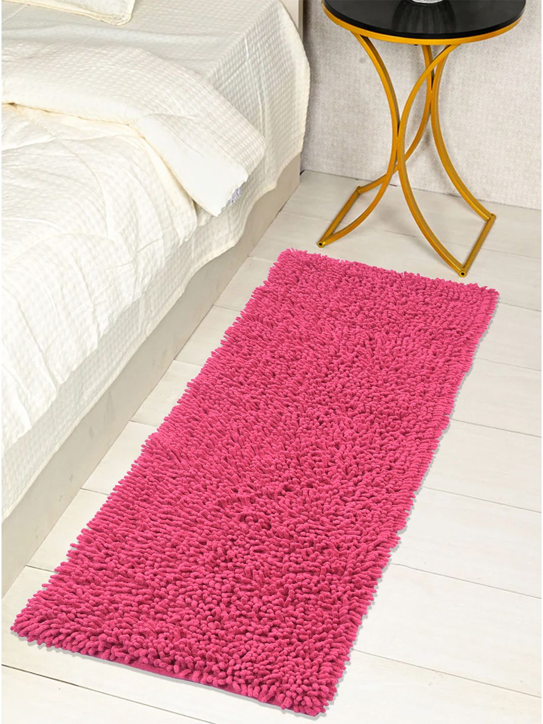 Saral Home Pink Tufted Saggy Kitchen/Bed Side Anti-Skid Runner