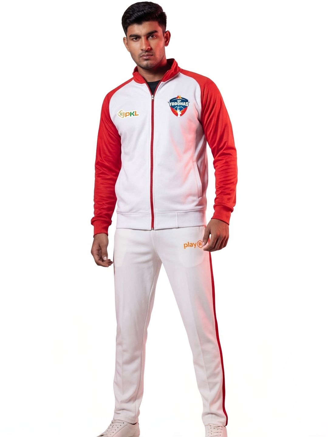 playR Men Colourblocked Mock Collar Mid-Rise Tracksuits