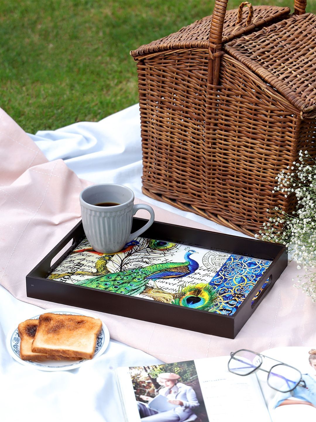DULI Blue 2026 MDF 1 Pieces Easy to Clean Serving Tray