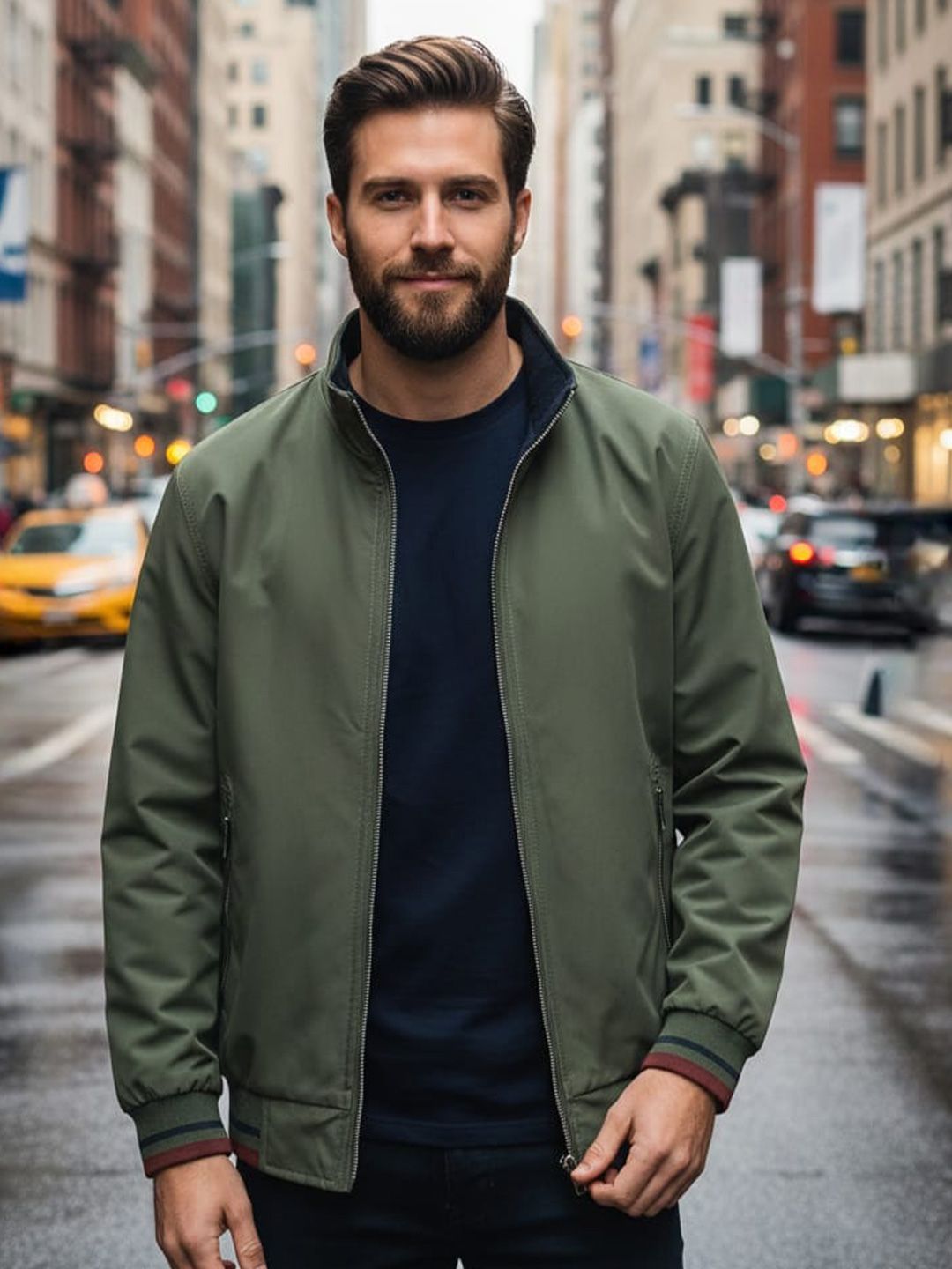 R.Code by The Roadster Life Co. R.Code by The Roadster Lifestyle Co. Men Stand Collar Solid Reversible Bomber Jacket