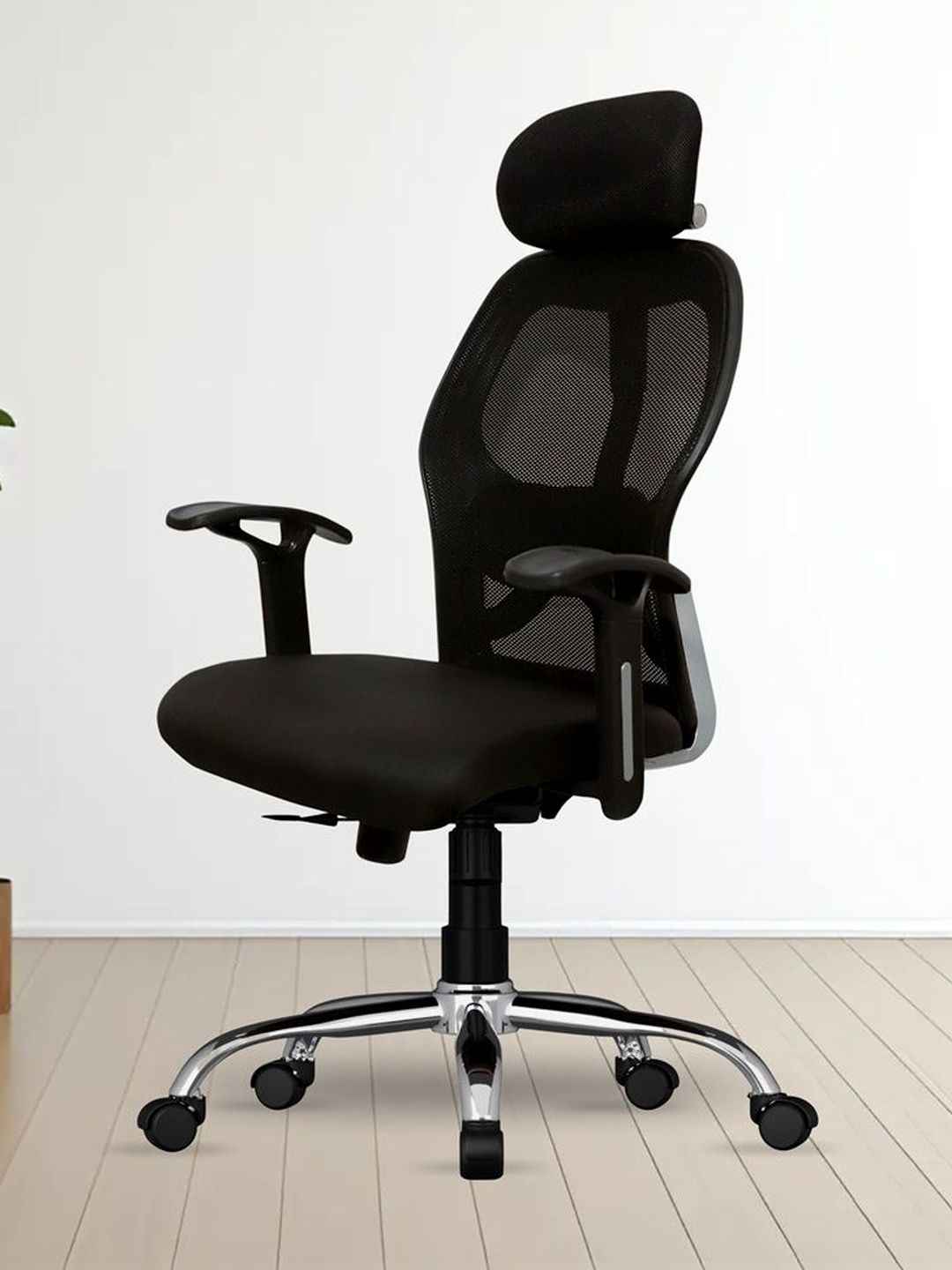 FUGO Black Textured Adjustable Seat Height Study Arm Chair